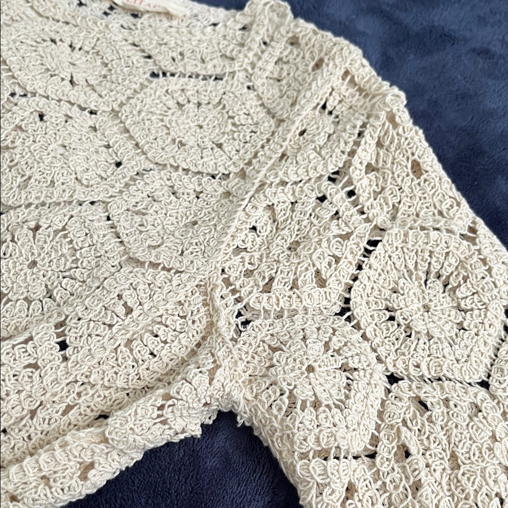 48# Boho NWOT Cream Crochet Sweater - Picture 8 of 11
